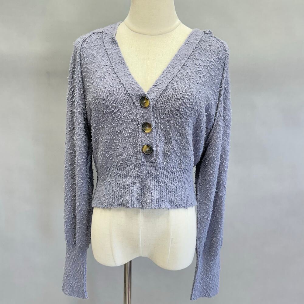Free People Found My Friend Hoodie in Storm-lavender size Small Cropped Slouchy‎